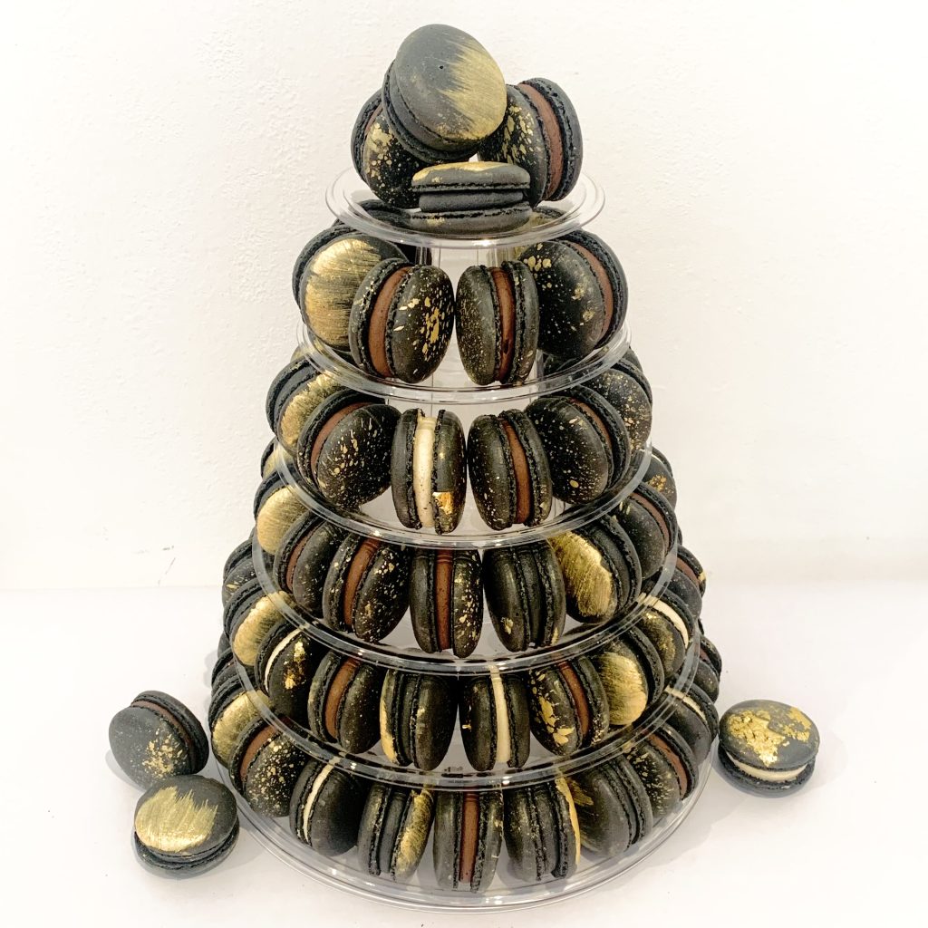 black-gold-macaron-tower